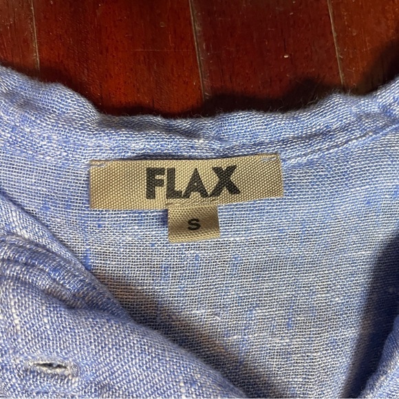 FLAX Blue 100% Linen Short Sleeve Tunic Top Women's Small - Picture 7 of 9